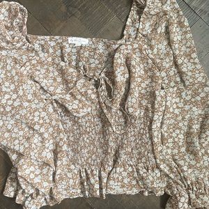 ADORABLE By the River Size 'L' 100% Polyester Shirt w/gathered waist & sleeves